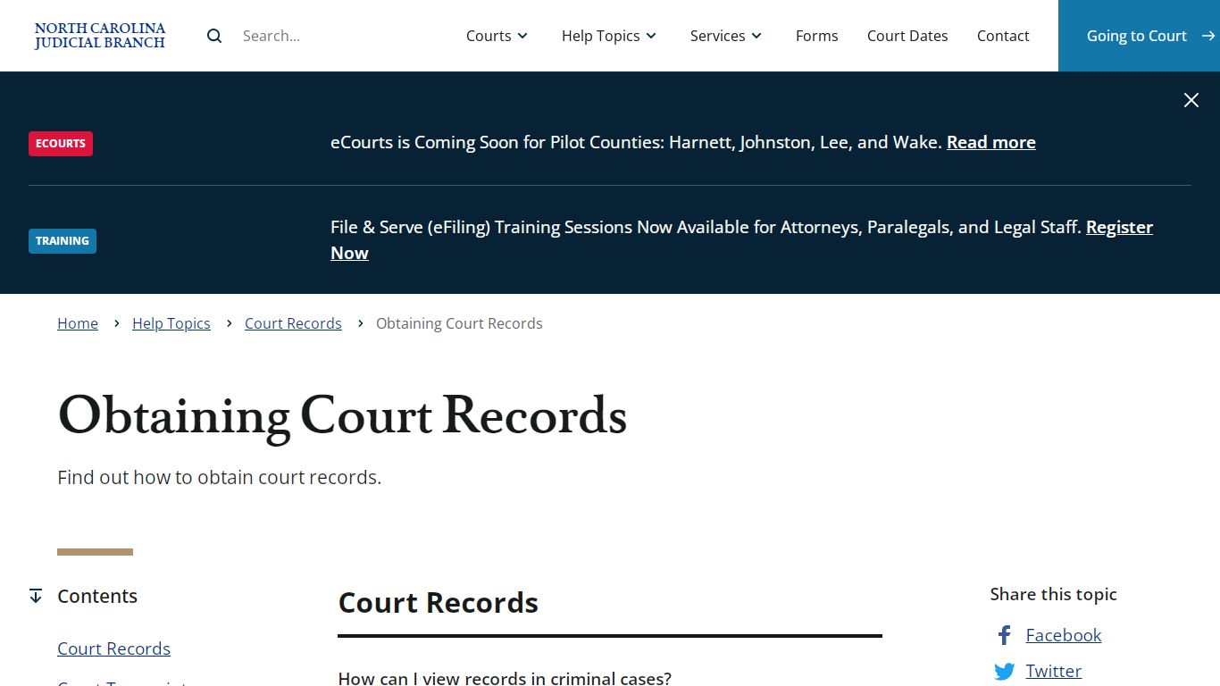 Obtaining Court Records | North Carolina Judicial Branch